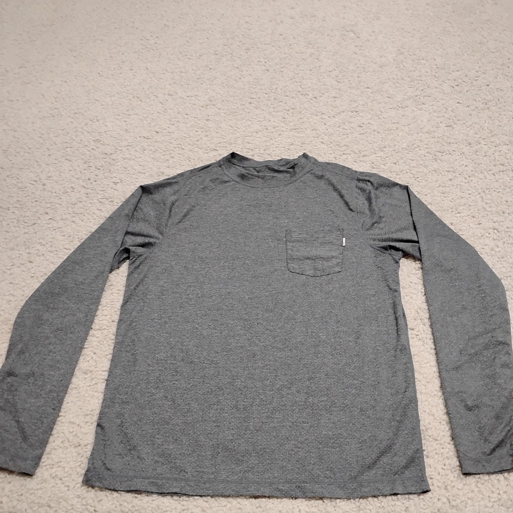 Vuori Shirt Mens M Gray Tradewind Performance Long Sleeve Gym Running Pocket